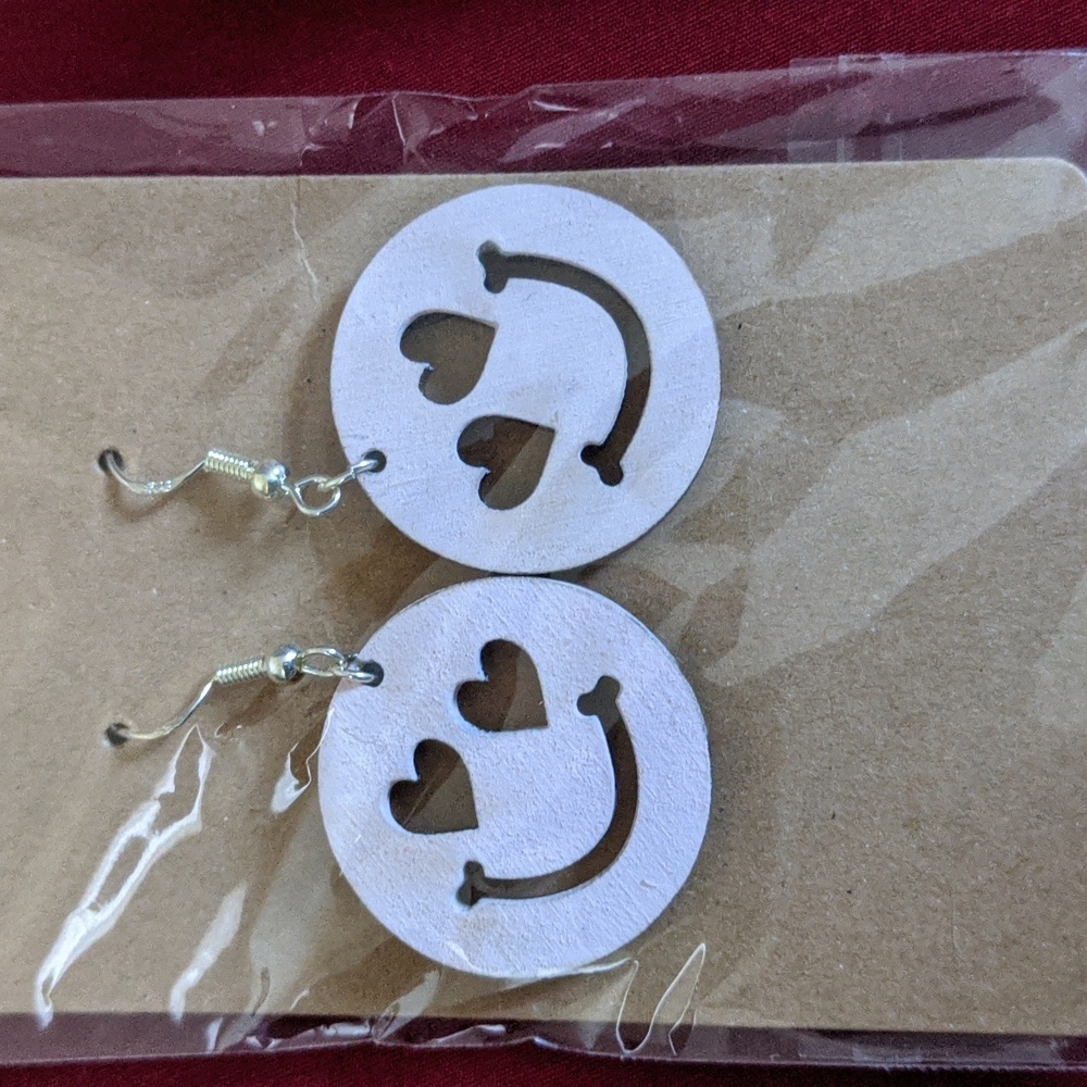 Heart Smile White Earrings